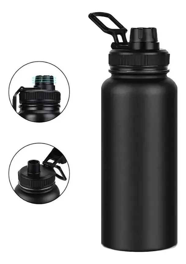 Garrafa Térmica 1200ml Isolada A Vácuo Água Gelada - PRETA - 1