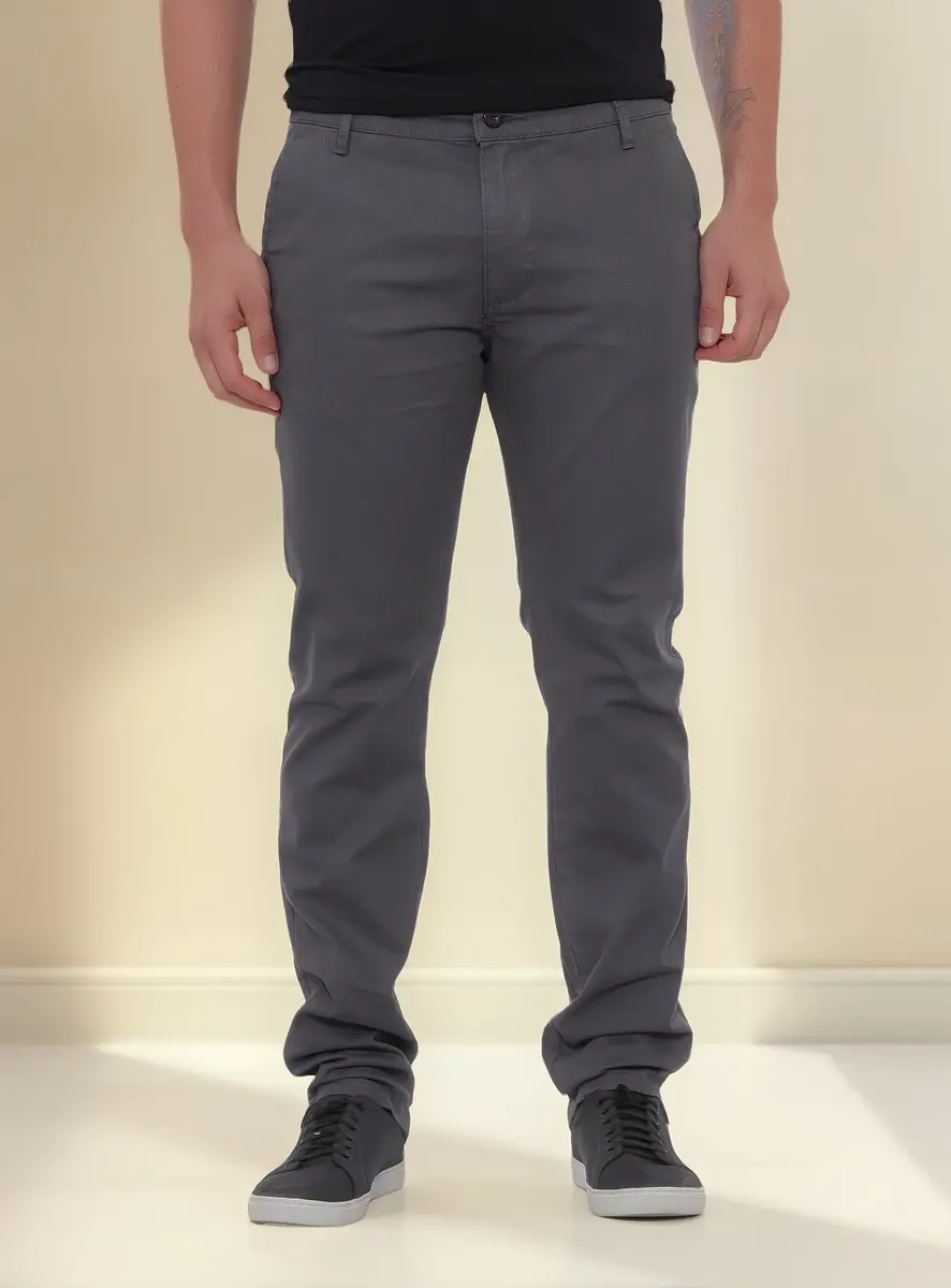 Calça Masculino Sarja Esporte Fino Slim Elastano Malloy Tam 44 - 1
