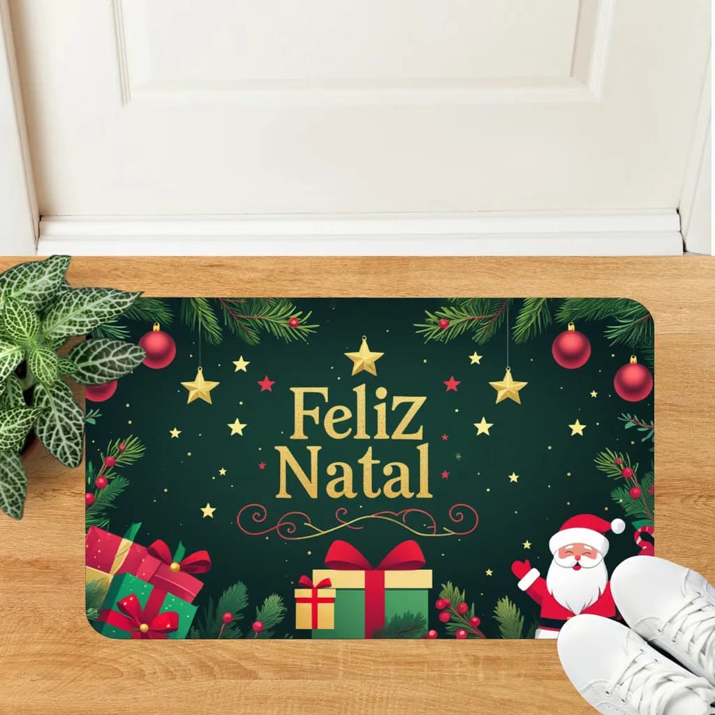 Tapete Decorativo Para Porta Decoração Natalina Feliz Natal (similar ele) - 1