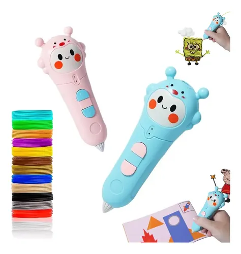 caneta 3d impressora infantil desenho 7 cores 21m cabo filamento cabo usb - 1