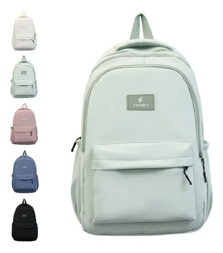 Mochilas Femininas Vavichica Mochila Para Laptop Impermeável Cor verde-claro Desenho Do Tecido Lisa - 1