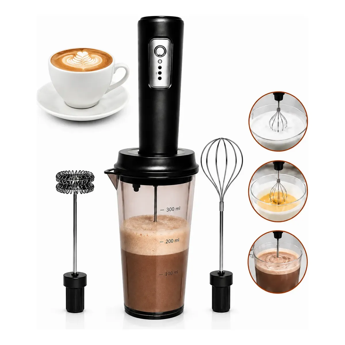 Mixer Elétrico Com Copo Batedor Leite Café Cappuccino Whey - 1