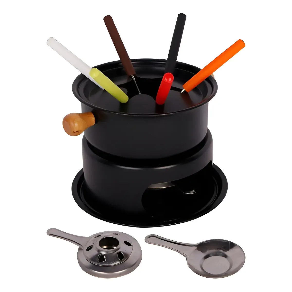 Kit Conjunto Aparelho Para Fondue Completo 11 Peças Inox Cor Preto - 1