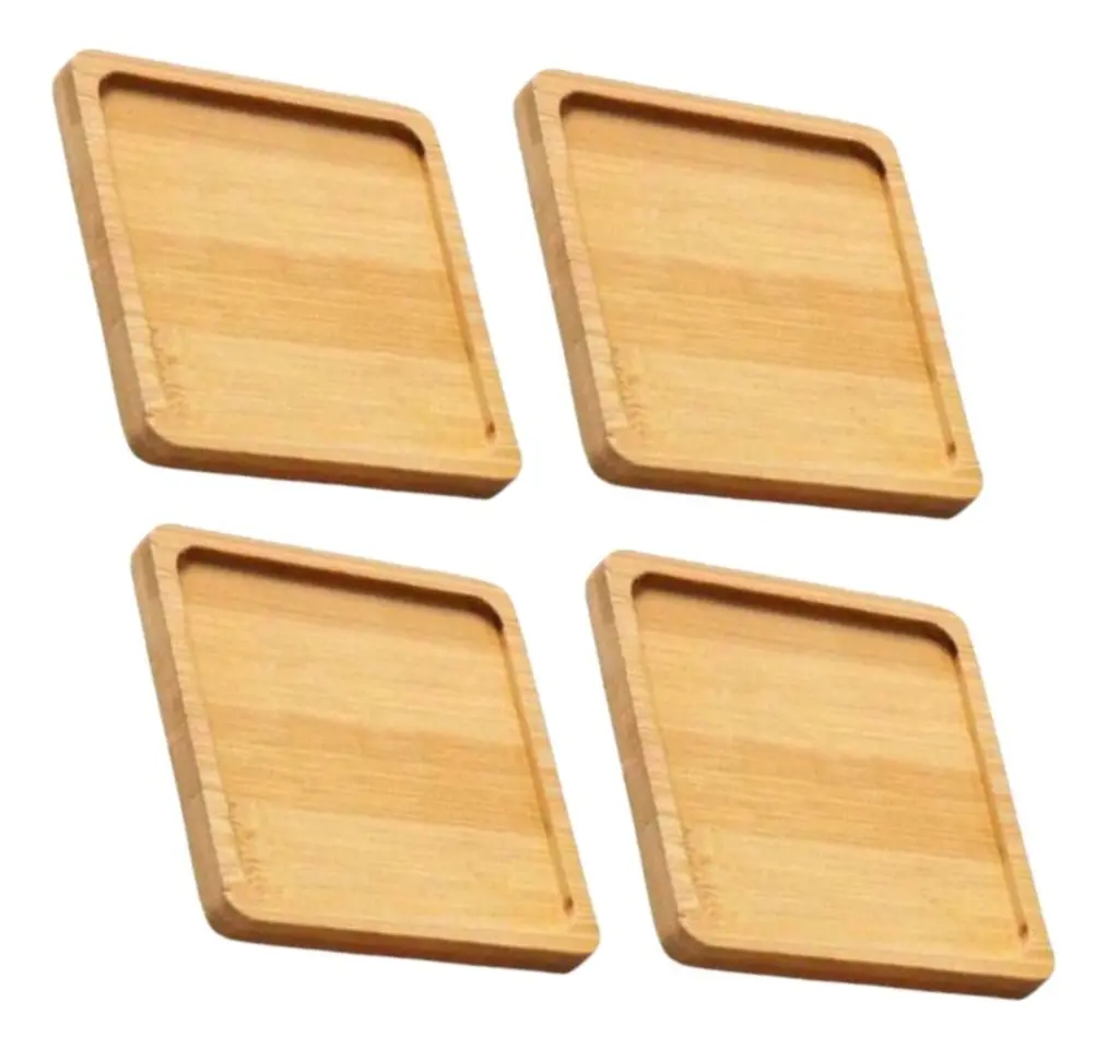 kit Porta Copos Quadrado Bambu Madeira - DE R$19,90 POR - 1