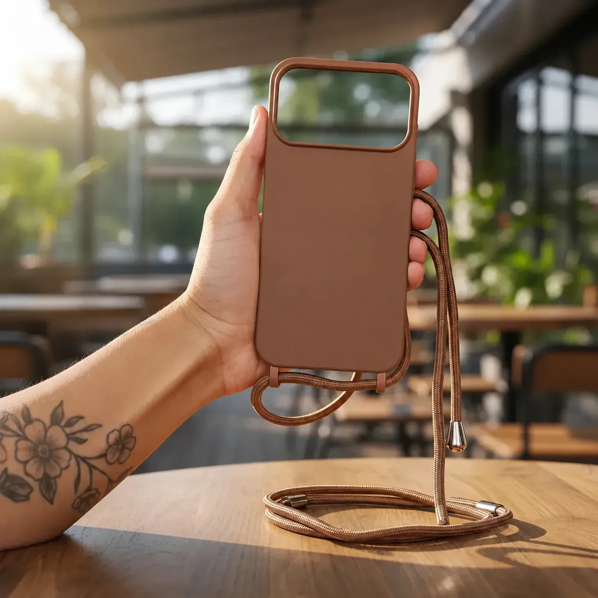 Capa Para Iphone 17 Pro Com Cordão marron - 1