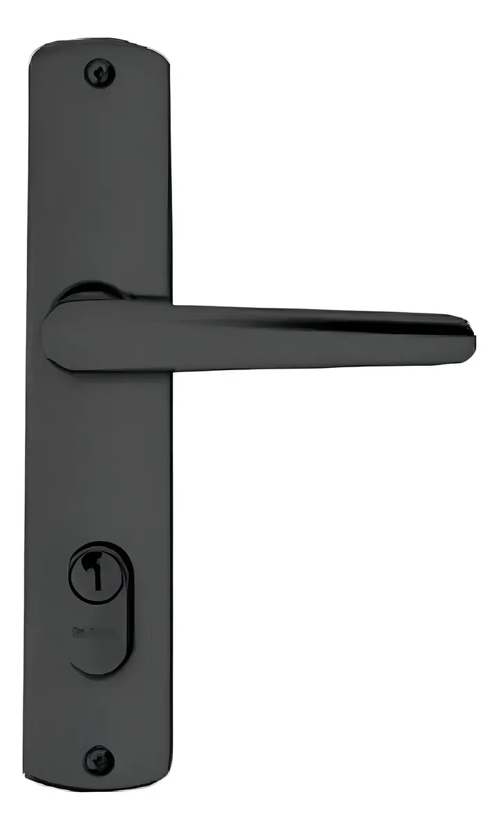 Fechadura Porta Entrada Papaiz MZ260 Preto Fosco c/ Espelho - 1