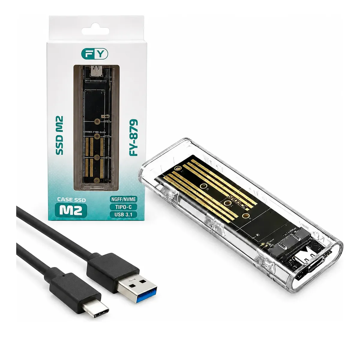 Case Ssd M2 Nvme/Ngff Tipo C Usb 3.1 FY-879 De R$ 78,90 Por - 1