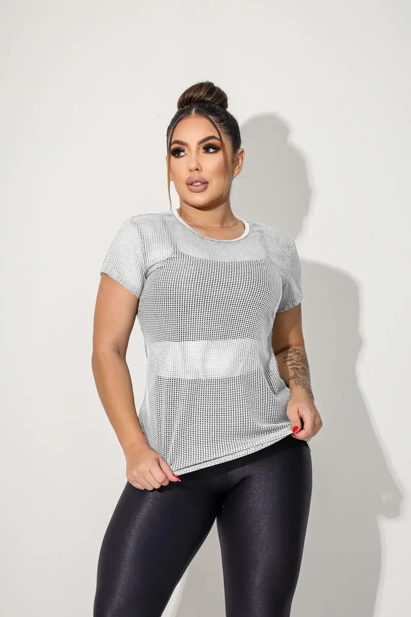 Camiseta Tela Feminina Transparente Verão Academia Dry-fit - 1