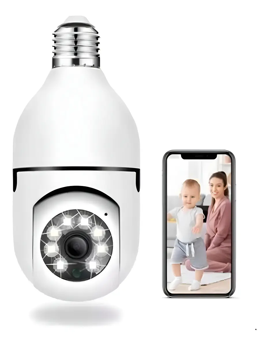 Câmera Lâmpada IP WiFi Jortan 360° PTZ Full HD 1080p Visão Noturna - 1