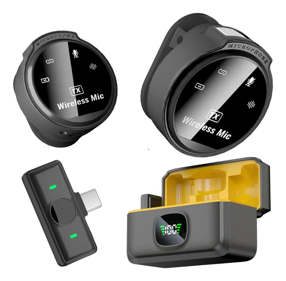 Microfone De Lapela Sem Fio J6 Lavalier Tipo-c Ios Android Preto - 1