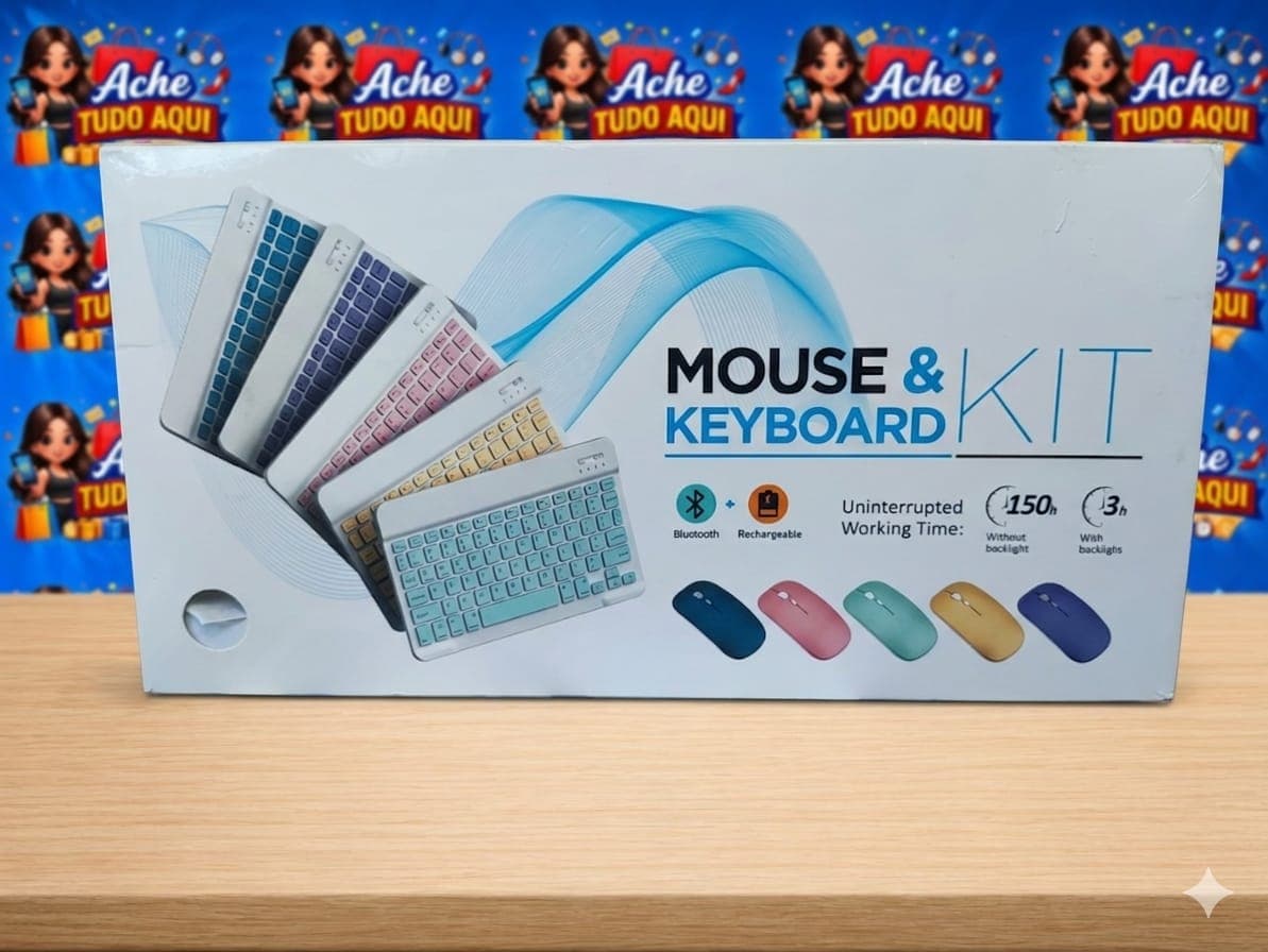 Kit Teclado e Mouse Bluetooth Recarregável - Branco - 1
