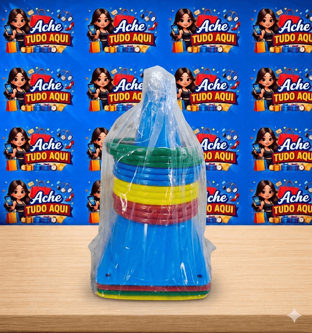 Kit 12 Argolas e 4 Cones para Crianças e /ou Fisioterapia - 1
