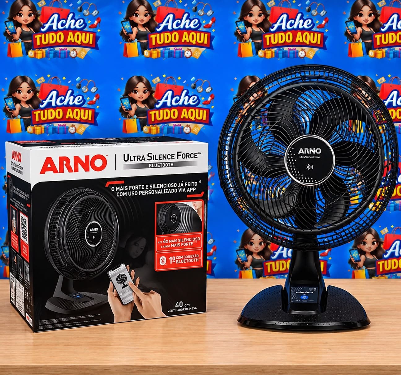 Ventilador Arno Ultra Silence Force Bluetooth® VDBT, 126W, Controle via App, 6 Pás, 3 Velocidades, Oscilação Horizontal, - 1