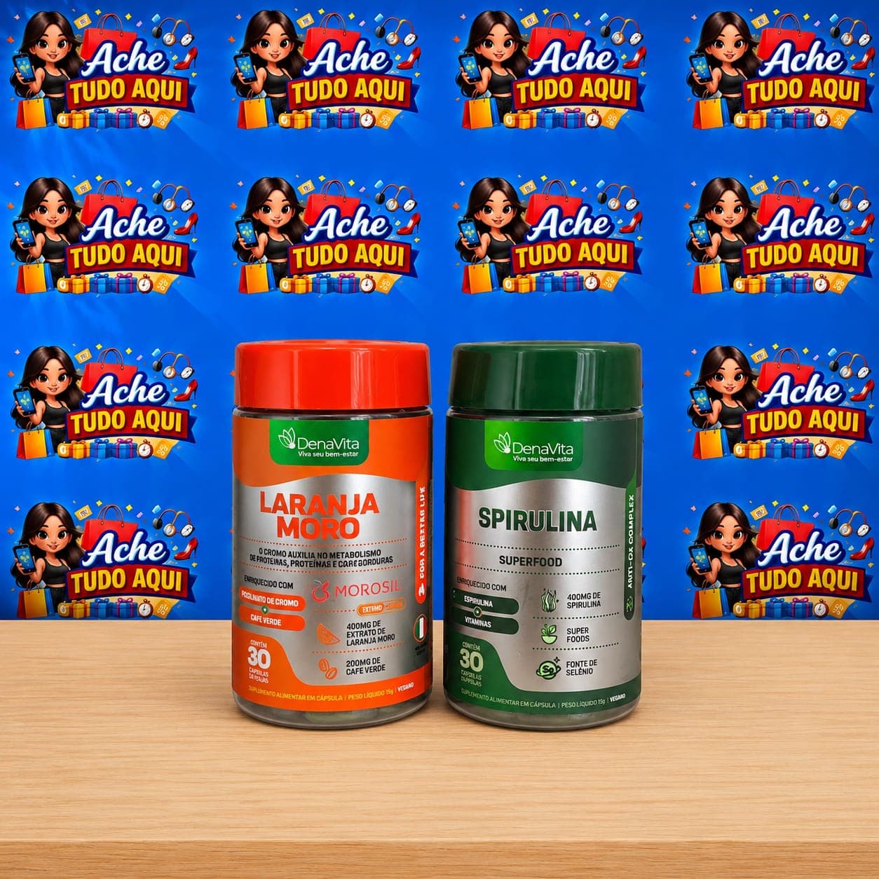 Kit Suplemento Alimentar Spirulina 30 capsulas + Laranja Moro Morosil 30 capsulas - 1