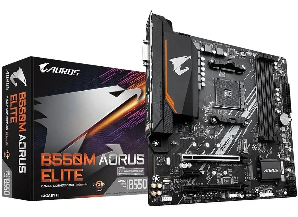 Placa Mae Gigabyte B550m Aorus Elite Am4 Ddr4 Hdmi M-atx Cor Preto - 1