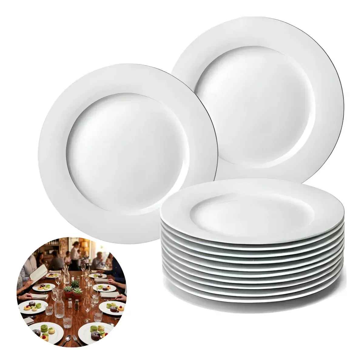 Kit 12 Pratos De Sobremesa Melamina 18cm Branco Resistente - 4