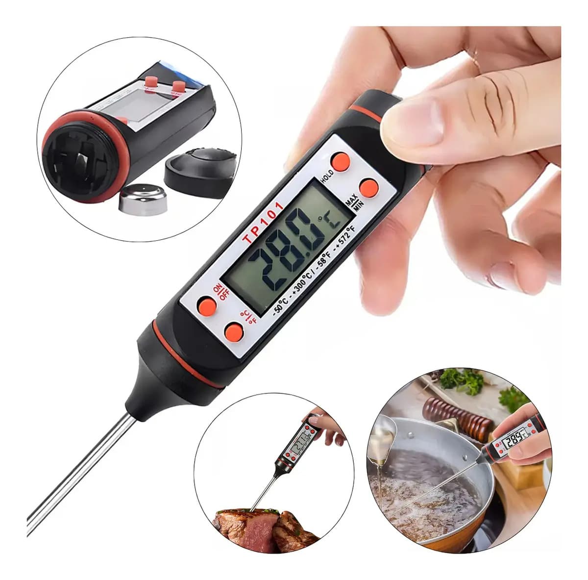 Termômetro Digital Culinário Espeto Cozinha Inox - 4