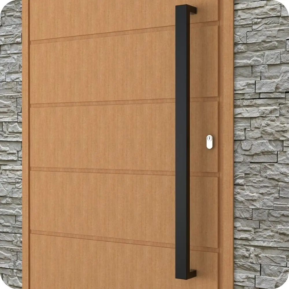 Puxador Inox 70cm U Para Porta Pivotante Preto - 3