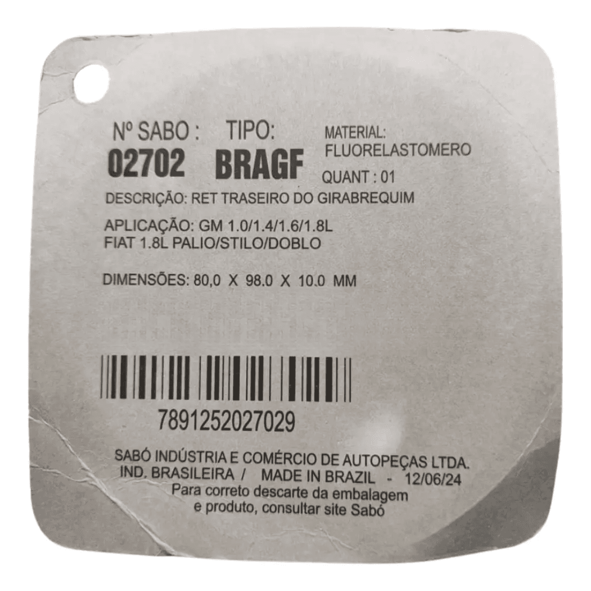 02702BRAGF-RETENTOR TRASEIRO DO VIRABREQUIM - SABO - 3