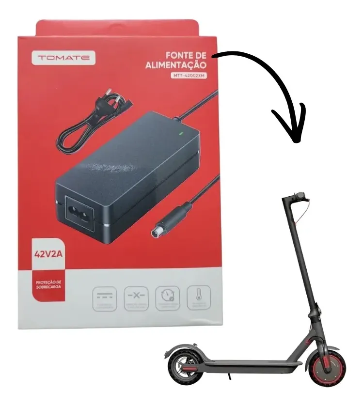 Fonte Carregador Patinete Elétrico 42v 2a Plug 8mm Bivolt - 1
