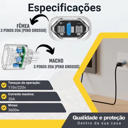 Protetor Contra Surtos Raios 3 Entradas 20a 3600w 220v/110v - 1