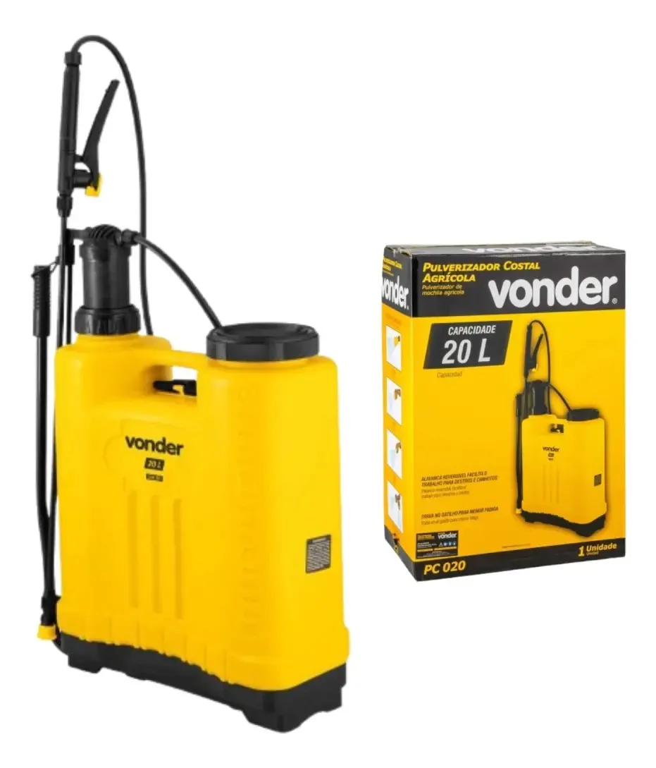 Pulverizador Costal 20 Litros Manual Para Jardim E Agro Vonder Amarelo - 1