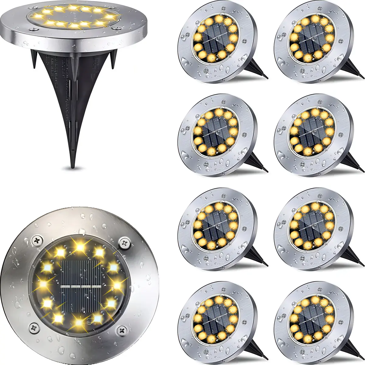 Kit 8 Luminaria Solar Jardim Com Sensor Externa Prova D'água - 1