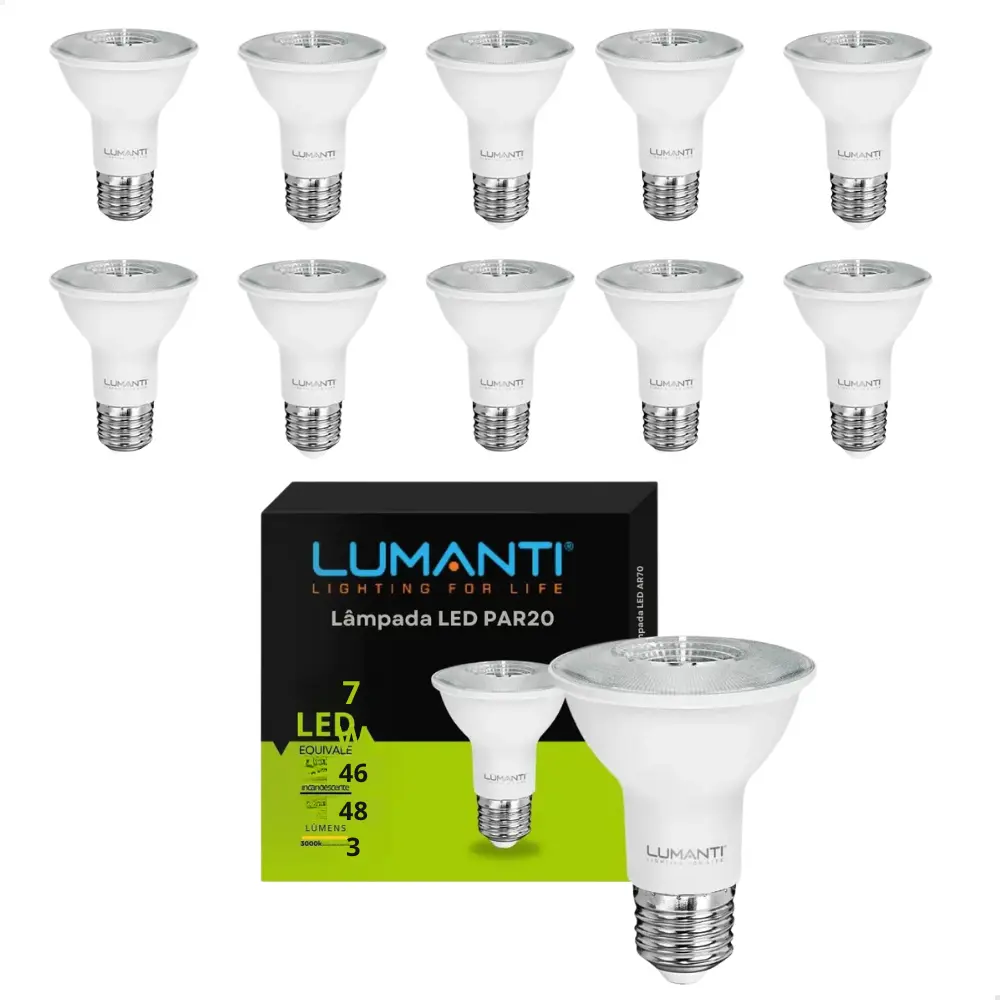 Lumanti Par20 Kit 10 Lâmpada Led 7w Cor Da Luz Branco-quente 127/220v - 1