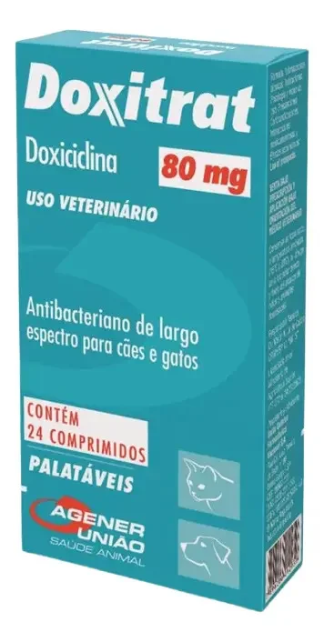 Doxitrat 80mg Agener União Suplemento Vitaminas Cães Gatos 24 Comprimidos - 1