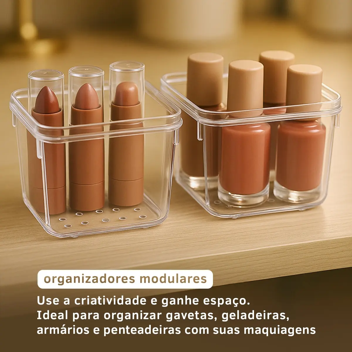 Kit 6 Organizador Multiuso Acrílico 7,5x7,5 Gaveta Maquiagem - 1