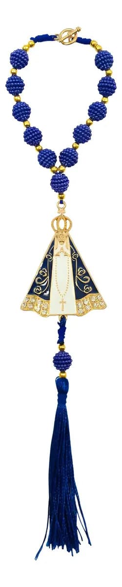 Terço Azul Retrovisor Carro Nossa Senhora Aparecida - 1