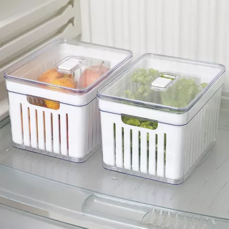 Organizador de Geladeira 2,8 Litros Cesto Com Tampa Multiuso Alimentos Verduras e Vegetais 1 UNIDADE - 1