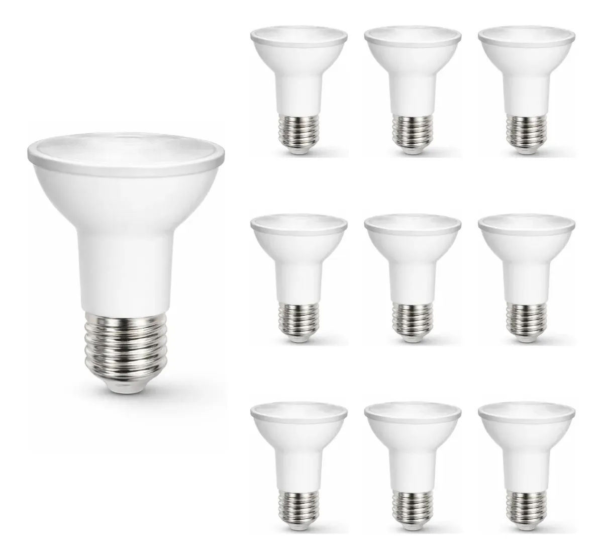 Kit 10 Lâmpada Led Par 20 7w 2700k 3000k 4000k 6500k Bivolt 127 220v Branco Quente 2700k - 1