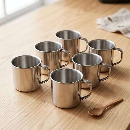 Caneca Xicara com Alça de 250ml - inox aluminio - 1