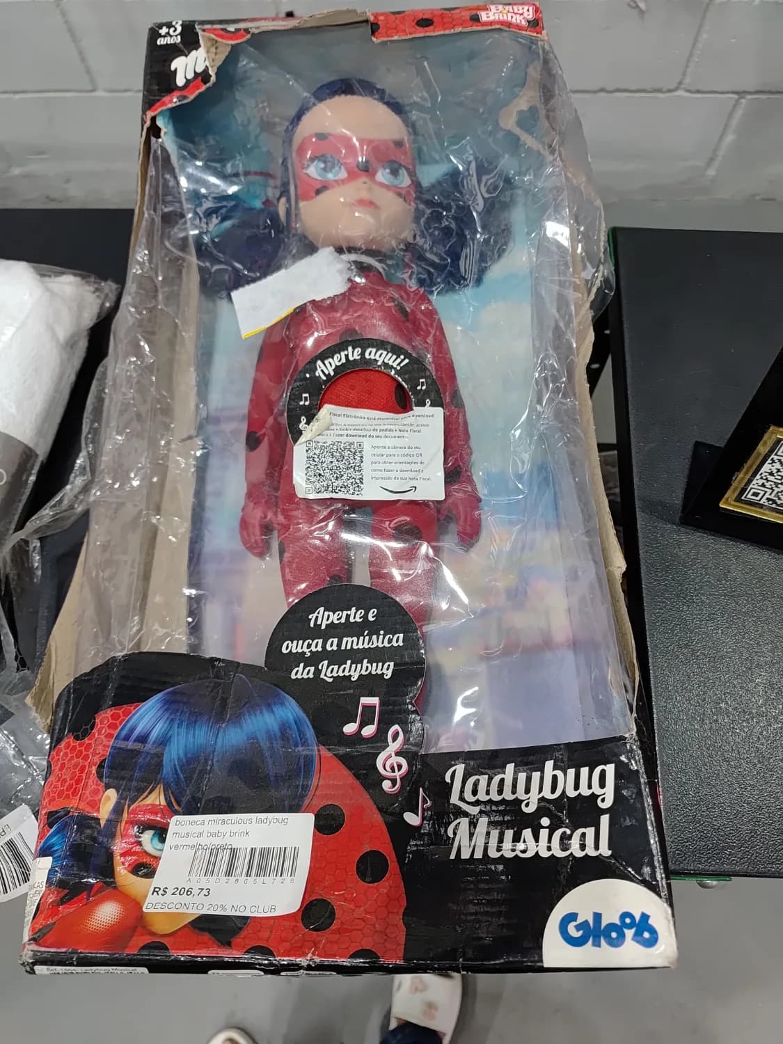 boneca miraculous ladybug musical baby brink vermelho/preto - 1