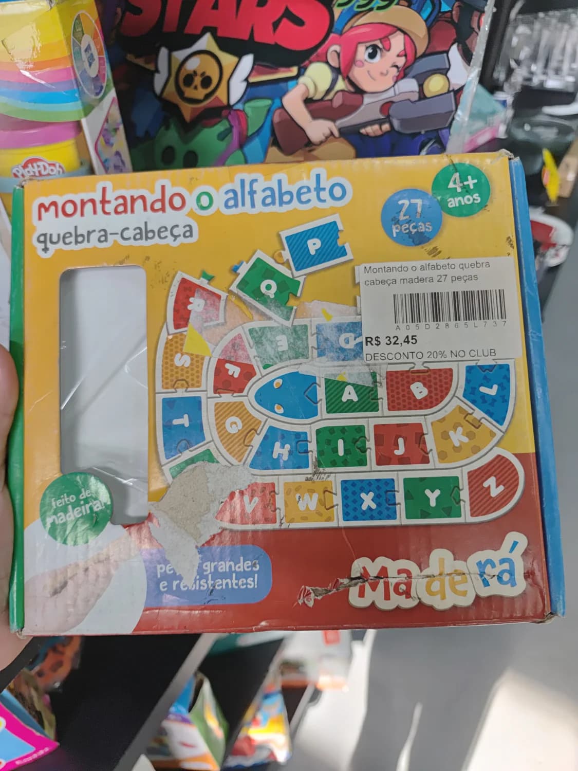 Montando o alfabeto quebra cabeça madera 27 peças - 1