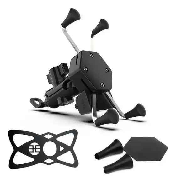 Suporte Celular Motos Com Carregador Usb Rotação 360o - 1