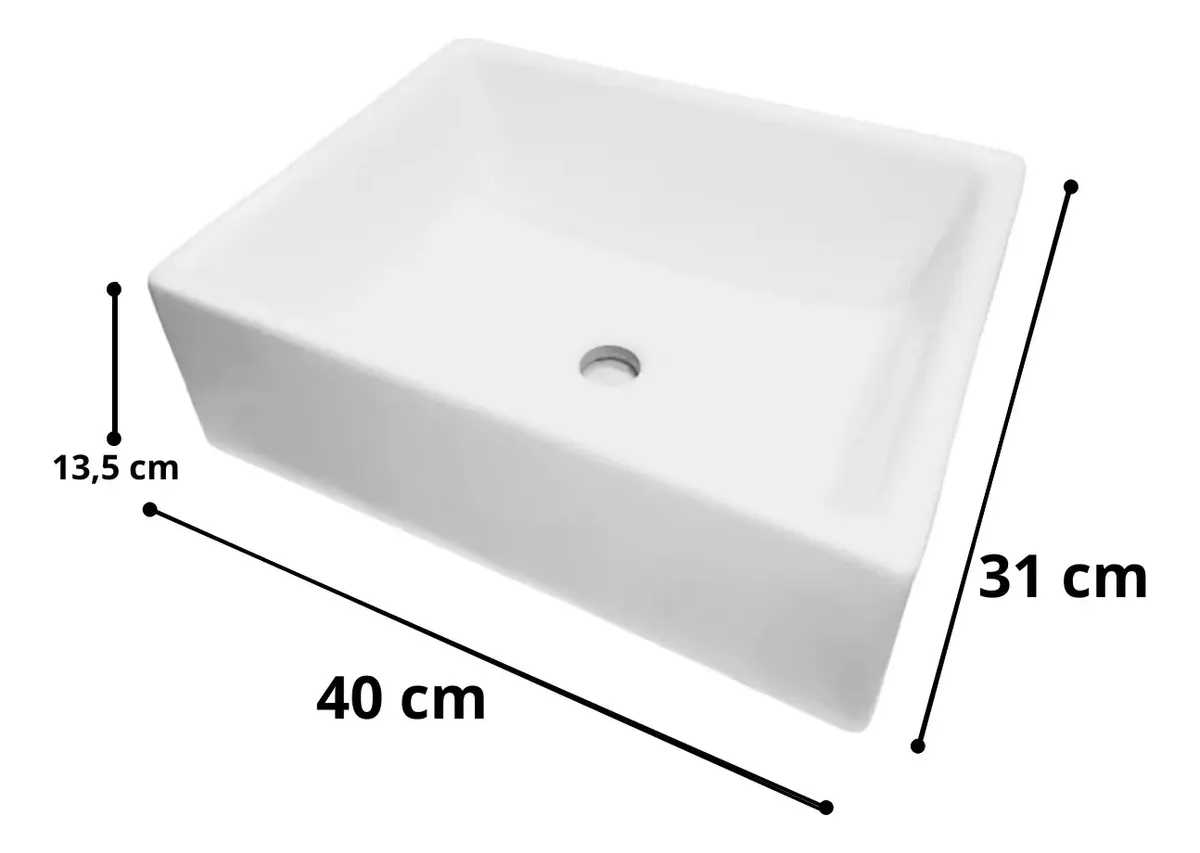 Cuba Sobrepor Apoio Pia Para Banheiro Lavabo Quadrada 40x31 - 1