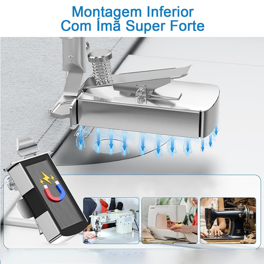 Aparelho Guia Bainha Barra Reta Magnetico Maquina Costura Grampo De Borda Forte Atração Magnética - 3