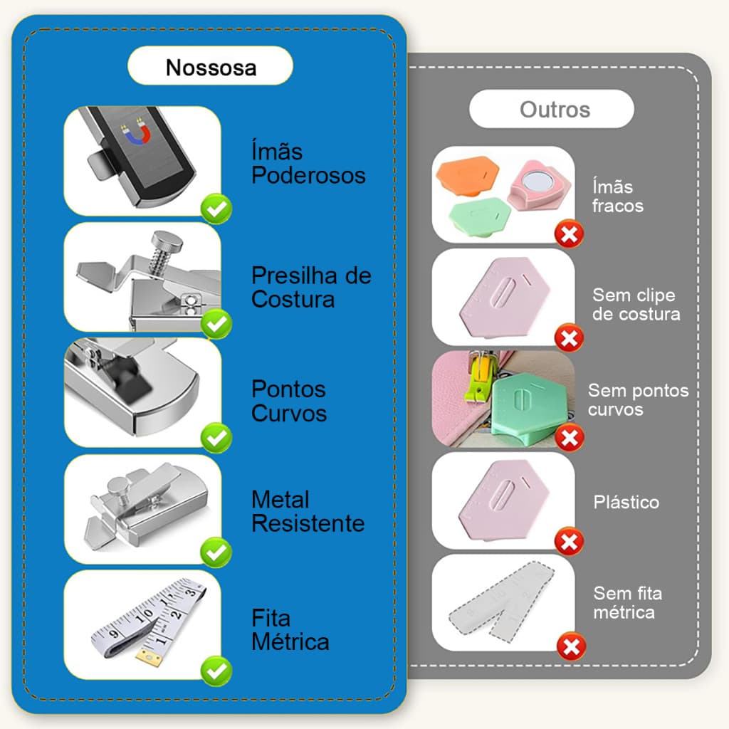 Aparelho Guia Bainha Barra Reta Magnetico Maquina Costura Grampo De Borda Forte Atração Magnética - 4