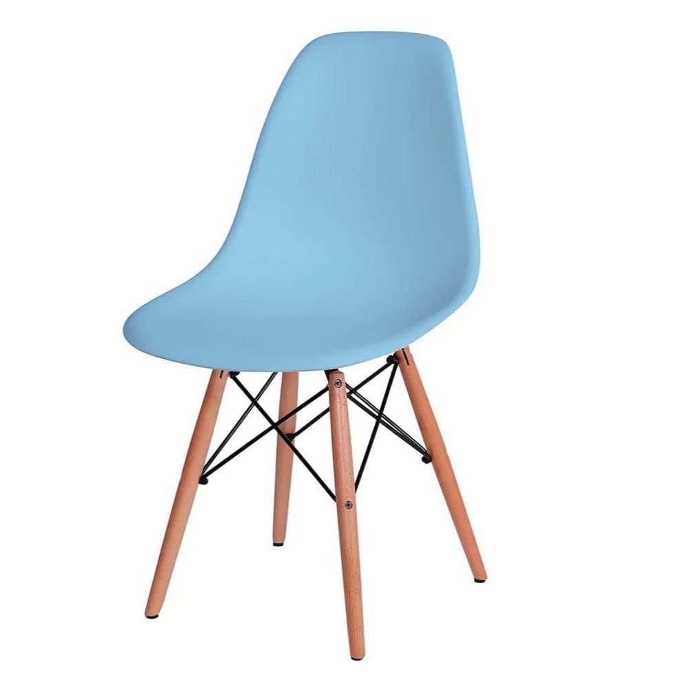 Cadeira Eiffel Design Moderna Base Madeira Reforçada Sala Jantar Escritorio Confortável Cor:Azul;Quantidade:1 Unidade - 2