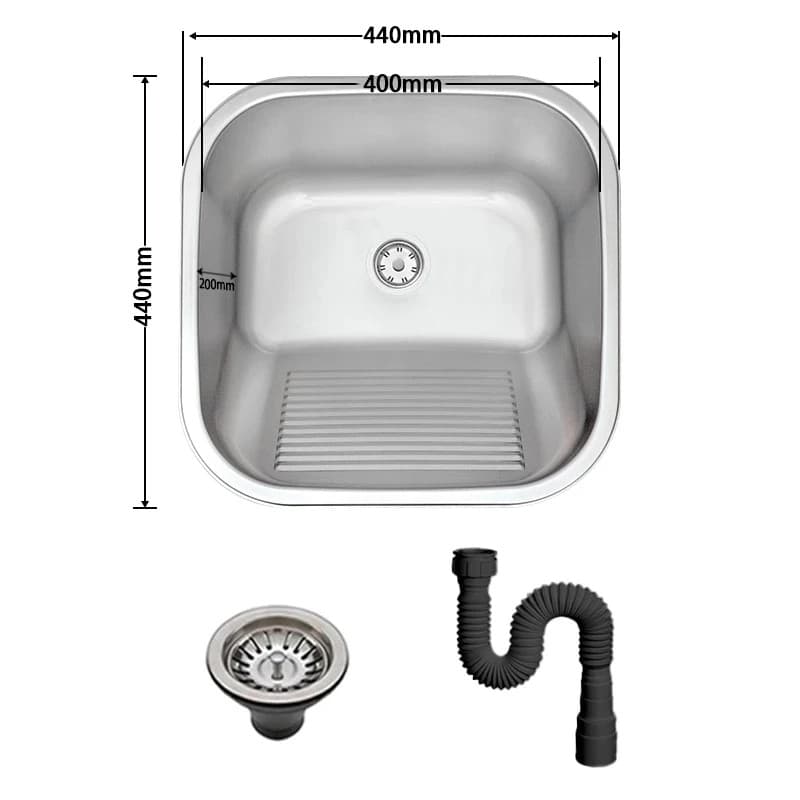 tanque monobloco lavanderia aço inox escovado 44*44cm/55*45cm-Inox 201 Aplicação cozinha e varanda e banheiro Tamanho:4 - 2