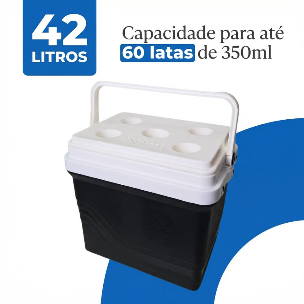 Caixa Térmica 42L Cooler Viagem Praia Piscina Camping c/ Porta Copos Cabe 60 Latas Tamanho:42 Litros - 2
