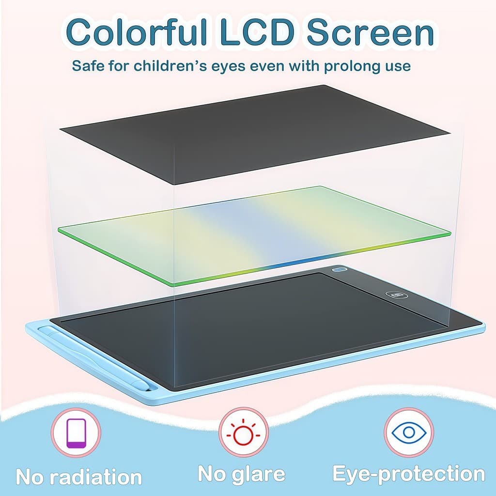 Lousa Mágica Tela Lcd Tablet Infantil De Escrever E Desenhar 10/5Polegadas brinquedo infantil Para menina/menino(AZUL) - 2