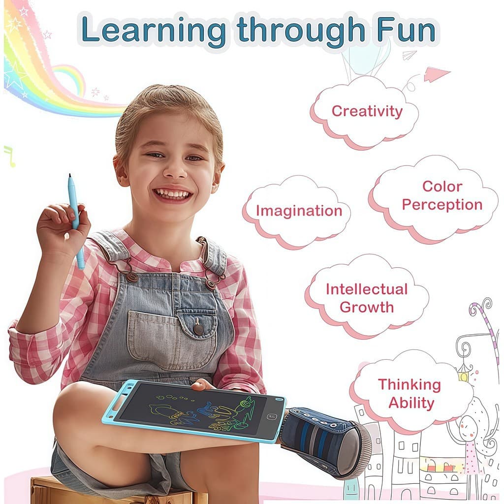 Lousa Mágica Tela Lcd Tablet Infantil De Escrever E Desenhar 10/5Polegadas brinquedo infantil Para menina/menino(AZUL) - 5