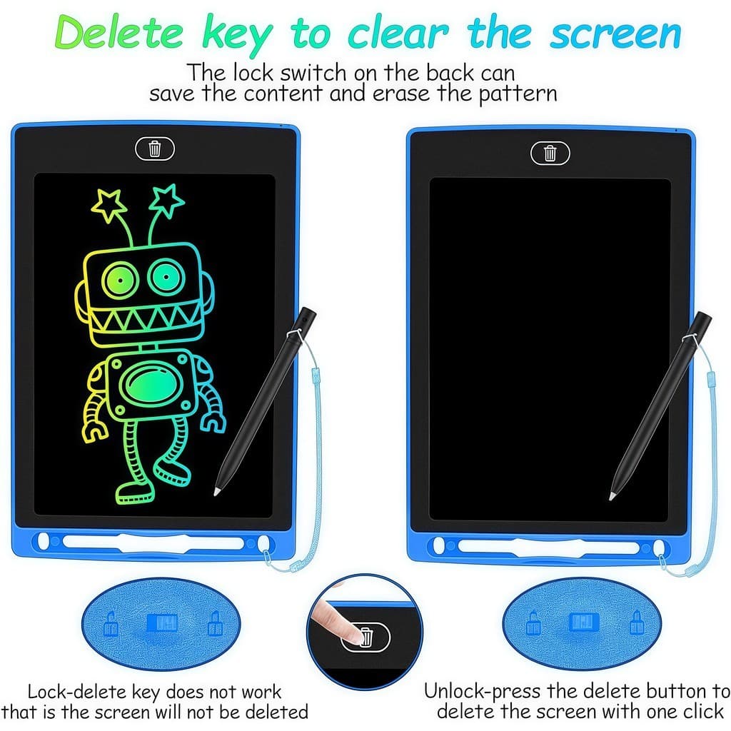 Lousa Mágica Tela Lcd Tablet Infantil De Escrever E Desenhar 10/5Polegadas brinquedo infantil Para menina/menino(AZUL) - 6