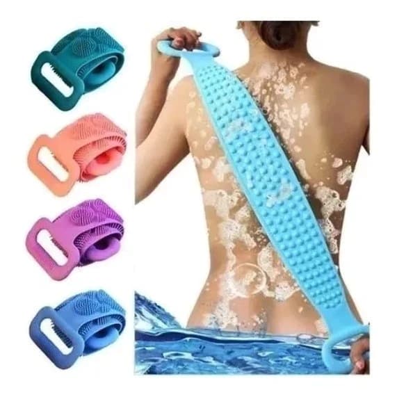Esponja Chuveiro de Silicone Massageadora Escova Banho Lava Corpo Todo Bucha Esfoliação ROSA - 1
