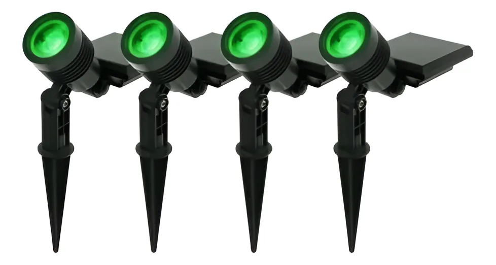 Kit Com 4 Luminárias Solar Espeto De Jardim Verde Decoração Solar Preto Verde - 1