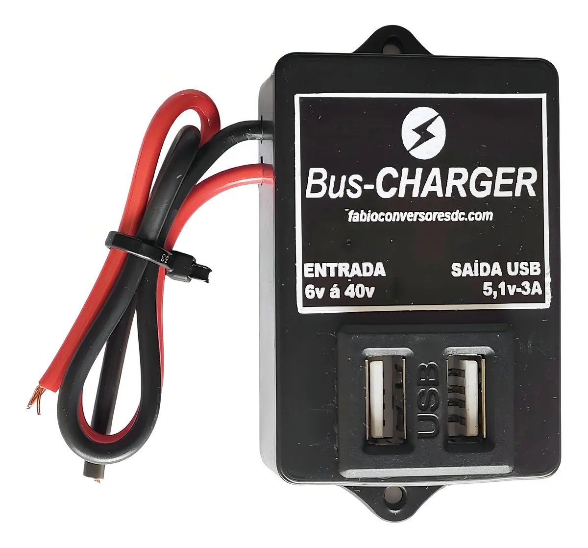 Carregador Veicular Fabio Conversores DC Bus-charger USB Preto 5V 3A - 1