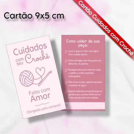 Cartão Cuidados com seu crochê - Tag lavagem da peça - 1